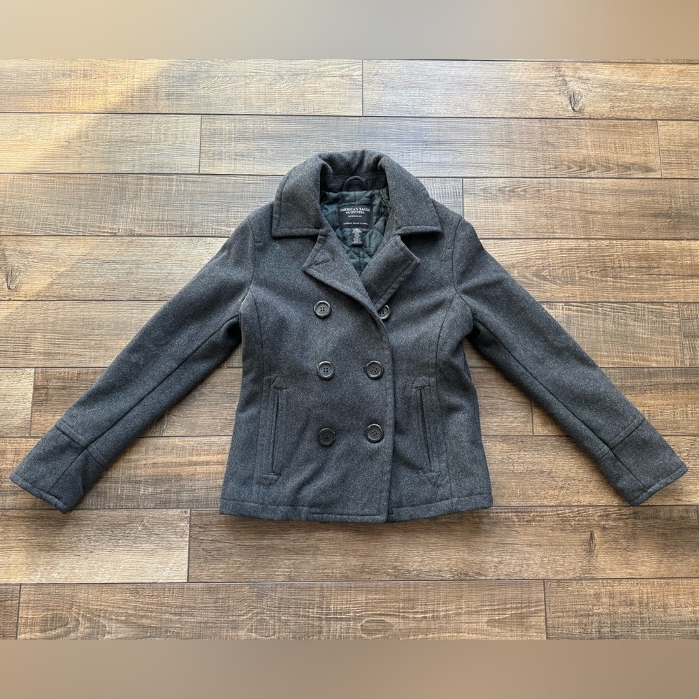 American Eagle Outfitters Charcoal Gray Pea Coat